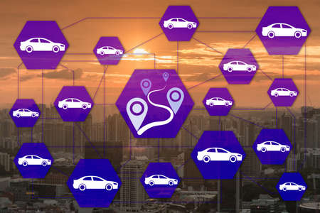 Ridesharing and carpooling concept in the city