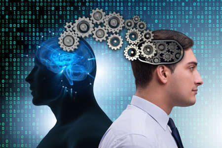 Cognitive computing concept as future technology with businessma