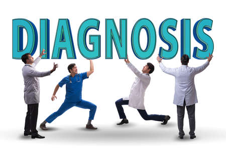 Group of doctors holding diagnosis lettersの写真素材
