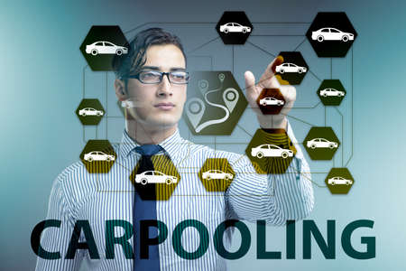 Businessman in carpooling and carsharing conceptの写真素材