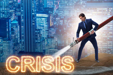 Businessman successfully dealing with crisis and recession