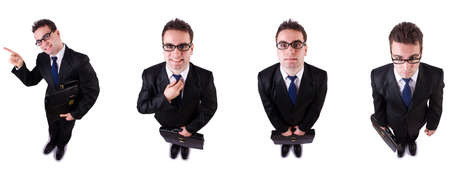 Male employee in suit with briefcase isolated on whiteの写真素材