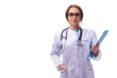 Young female doctor isolated on whiteの写真素材