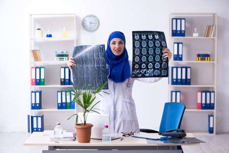 Arab female doctor working in the clinicの写真素材