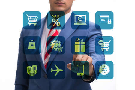 Businessman in online trading and shopping conceptの写真素材