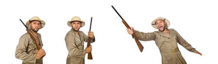Safari hunter isolated on white