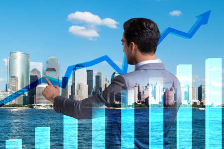 Businessman in stock trading conceptの写真素材