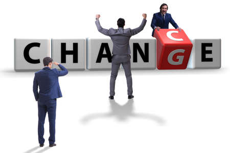 Businessman in change and chance conceptの写真素材