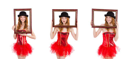 Pretty fairy with picture frame isolated on white background