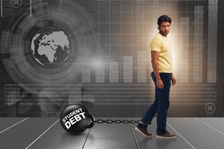 Student in loan and expensive education conceptの写真素材