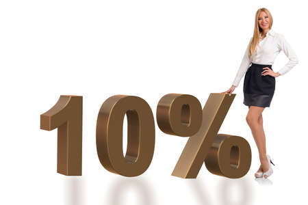 Woman in 10 percent sale concept