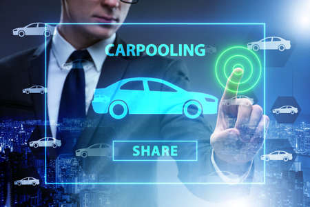 Businessman in carpooling and carsharing concept