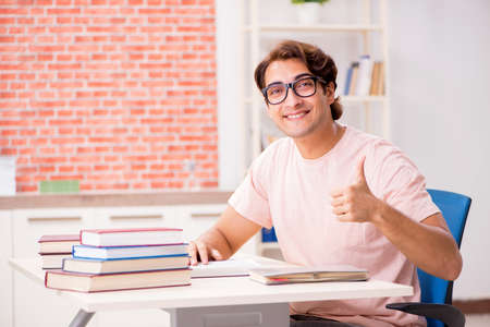Young student preparing for college examsの写真素材