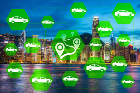 Ridesharing and carpooling concept in the city