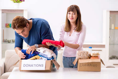 Concept of charity with donated clothing