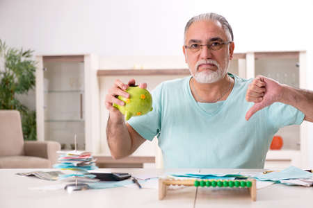 White bearded old man in budget planning concept
