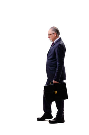 Aged businessman employee isolated on white backgroundの写真素材