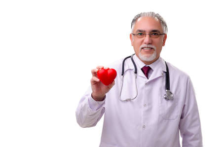 Old male doctor isolated on white backgroundの写真素材