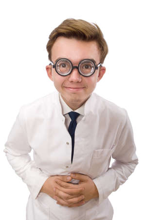 Funny doctor isolated on white backgroundの写真素材