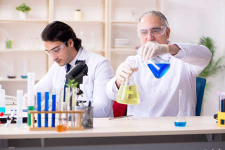 Two chemists working in the labの写真素材