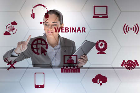 Businesswoman in online webinar conceptの写真素材