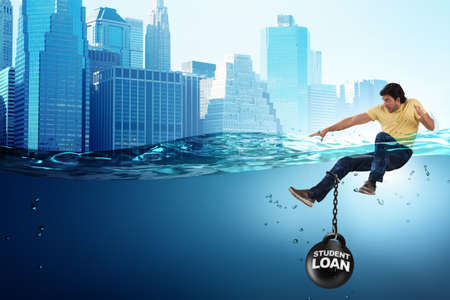 Young student in loan and debt concept