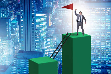 Businessman in career growth and progression conceptの写真素材