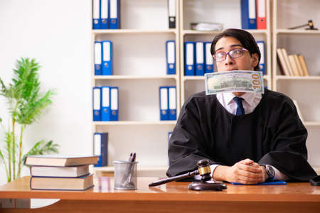 Young handsome judge working in courtの写真素材