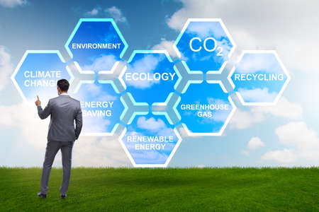 Businessman in ecology and environment conceptの写真素材