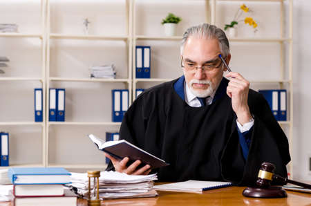 Aged lawyer working in the courthouseの写真素材