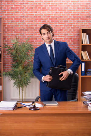 Young handsome lawyer working in his officeの写真素材