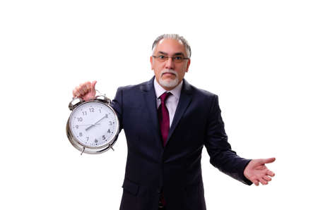 Aged businessman employee isolated on whiteの写真素材