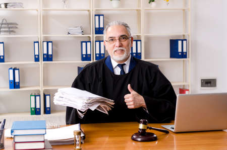 Aged lawyer working in the courthouse