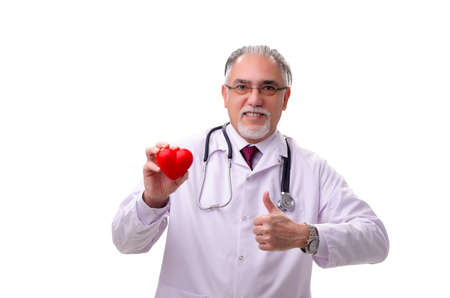 Old male doctor isolated on whiteの写真素材