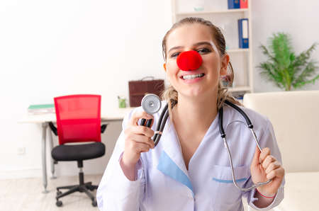 Funny female doctor working in the clinicの写真素材