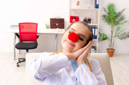 Funny female doctor working in the clinicの写真素材