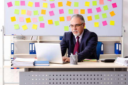 Aged man employee in conflicting priorities conceptの写真素材