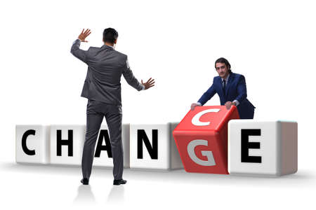 Businessman in change and chance conceptの写真素材