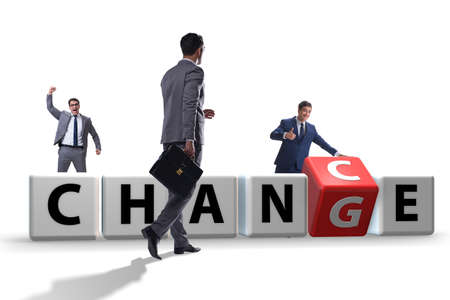 Businessman in change and chance conceptの写真素材