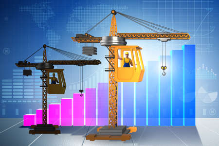 Crane operator in economic growth conceptの写真素材