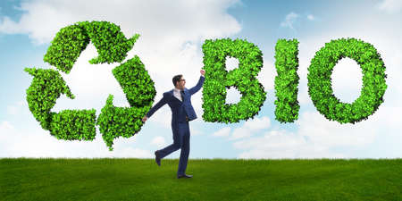Businessman in recycling ecological conceptの写真素材