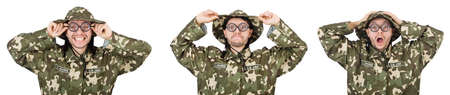 Funny soldier isolated on white