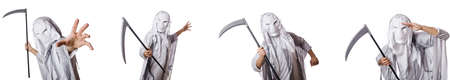 Monster with scythe in halloween concept