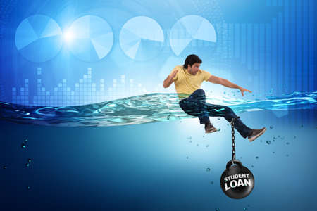 Young student in loan and debt concept