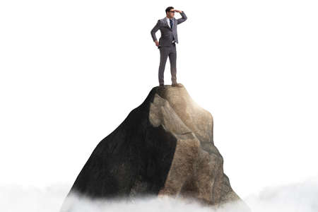 Businessman at the top of mountainの写真素材