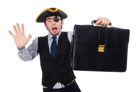 Businessman pirate isolated on white backgroundの写真素材