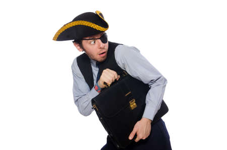 Businessman pirate isolated on white backgroundの写真素材