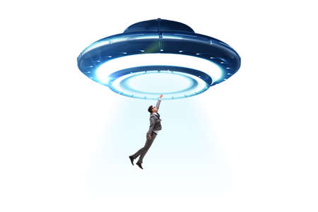 Flying saucer abducting young businessman