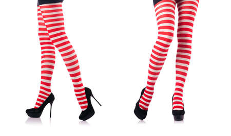 Woman with long legs and stockingsの写真素材