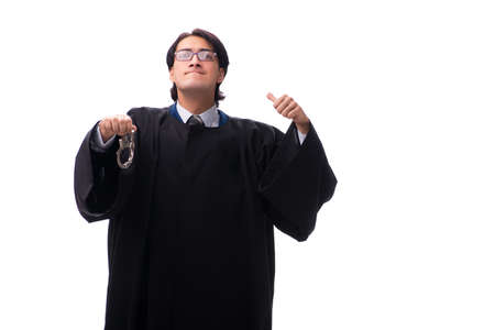 Young handsome judge isolated on whiteの写真素材
